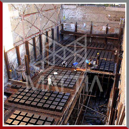 پروژه ظفر-جردن آفریقا - اجرا، طراحی سازه، طراحی و اجرا به روش تاپ داون top-down ، تامین قالب وافل سقف